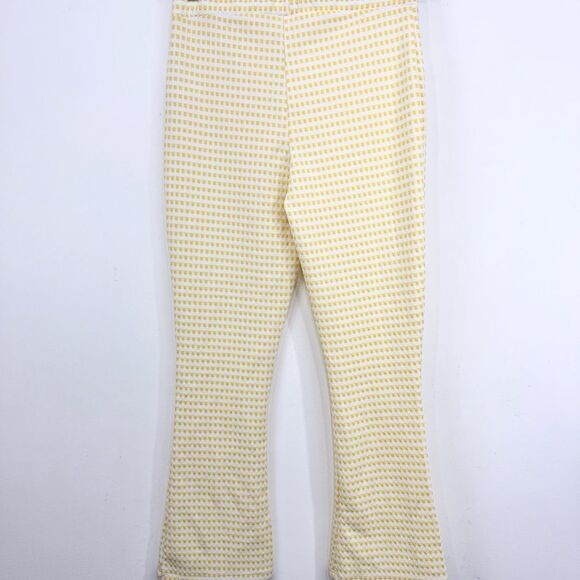Urban Outfitters Yellow White Texture Checked Pattern Flare Leg Retro Pants - Picture 6 of 13
